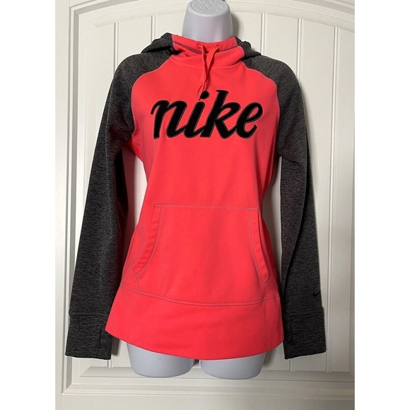 Nike Tops - Nike‎ Womens Hoodie Size Small Neon Pink/ Gray Therma-Fit Athletic Sweater
